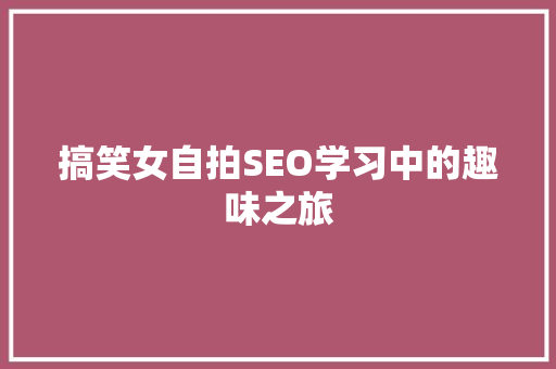搞笑女自拍SEO学习中的趣味之旅  第1张