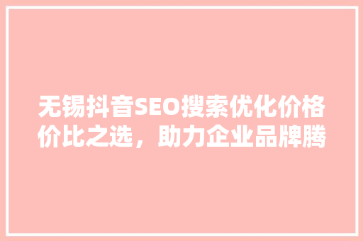 无锡抖音SEO搜索优化价格价比之选，助力企业品牌腾飞