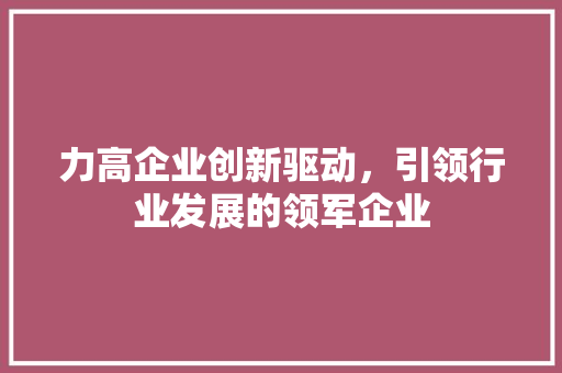 力高企业创新驱动，引领行业发展的领军企业