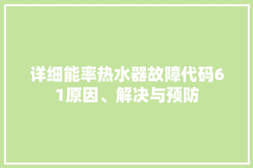 详细能率热水器故障代码61原因、解决与预防  第1张