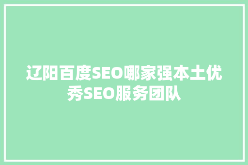 辽阳百度SEO哪家强本土优秀SEO服务团队  第1张