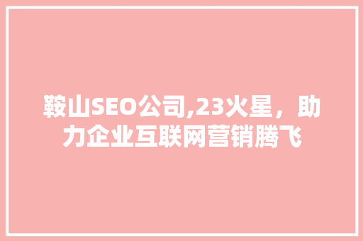 鞍山SEO公司,23火星，助力企业互联网营销腾飞