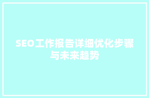 SEO工作报告详细优化步骤与未来趋势  第1张