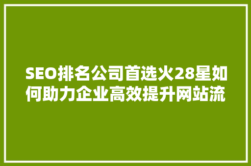 SEO排名公司首选火28星如何助力企业高效提升网站流量与转化率  第1张