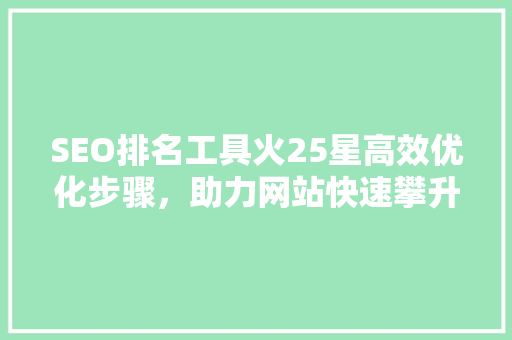 SEO排名工具火25星高效优化步骤，助力网站快速攀升