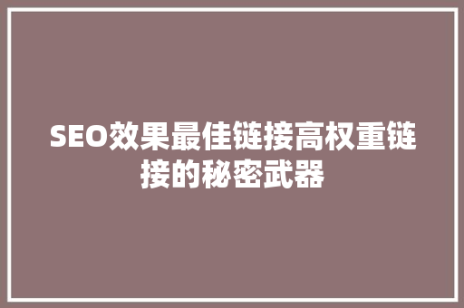 SEO效果最佳链接高权重链接的秘密武器
