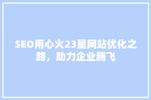 SEO用心火23星网站优化之路，助力企业腾飞