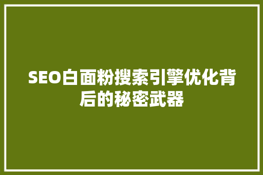 SEO白面粉搜索引擎优化背后的秘密武器