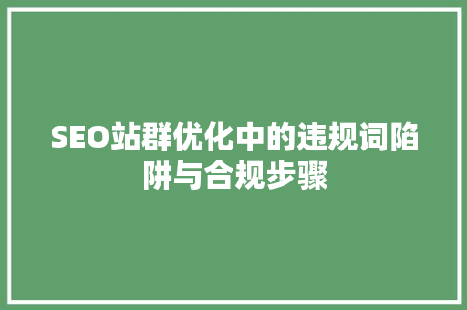 SEO站群优化中的违规词陷阱与合规步骤