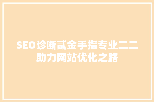 SEO诊断贰金手指专业二二助力网站优化之路  第1张