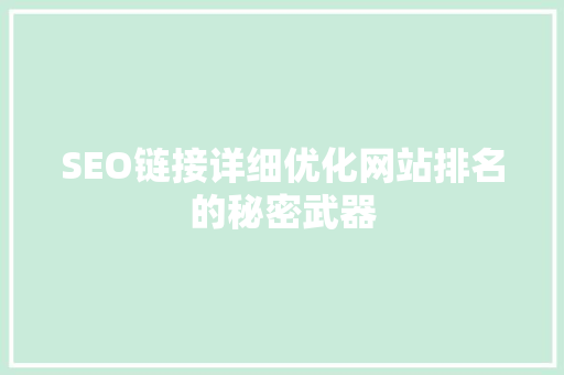 SEO链接详细优化网站排名的秘密武器