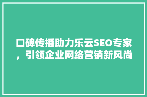 口碑传播助力乐云SEO专家，引领企业网络营销新风尚  第1张
