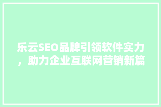 乐云SEO品牌引领软件实力，助力企业互联网营销新篇章  第1张
