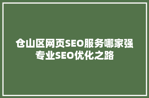 仓山区网页SEO服务哪家强专业SEO优化之路