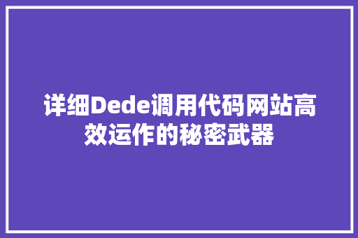 详细Dede调用代码网站高效运作的秘密武器