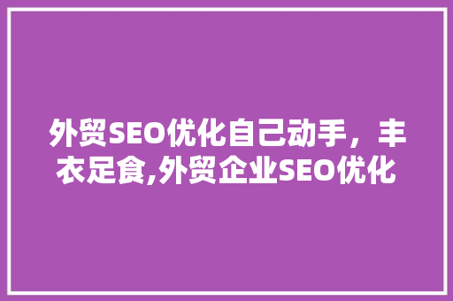 外贸SEO优化自己动手，丰衣足食,外贸企业SEO优化实操指南