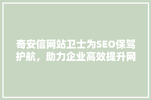 奇安信网站卫士为SEO保驾护航，助力企业高效提升网站排名