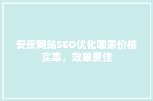 安庆网站SEO优化哪家价格实惠，效果更佳