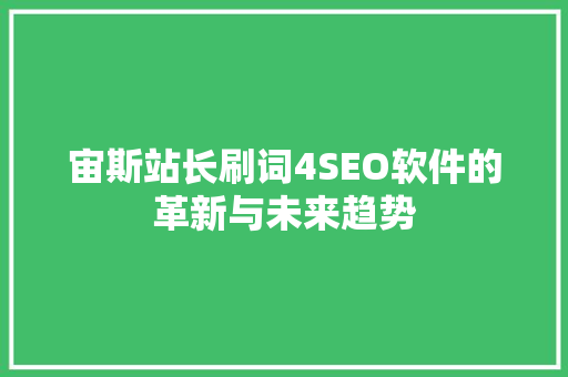 宙斯站长刷词4SEO软件的革新与未来趋势