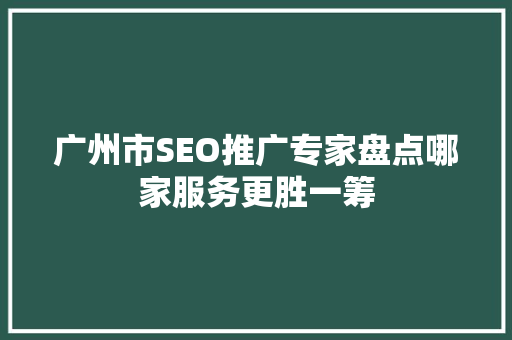 广州市SEO推广专家盘点哪家服务更胜一筹