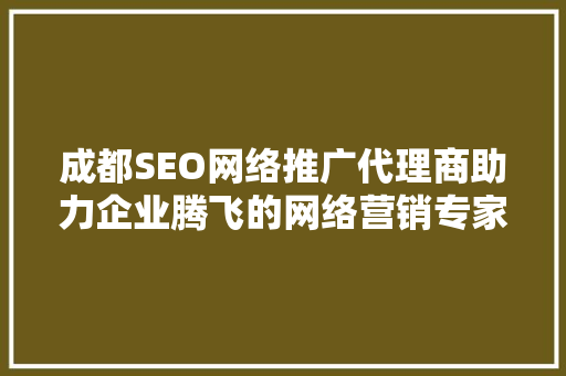 成都SEO网络推广代理商助力企业腾飞的网络营销专家