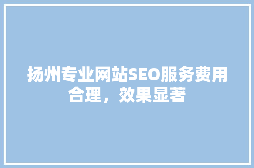 扬州专业网站SEO服务费用合理，效果显著