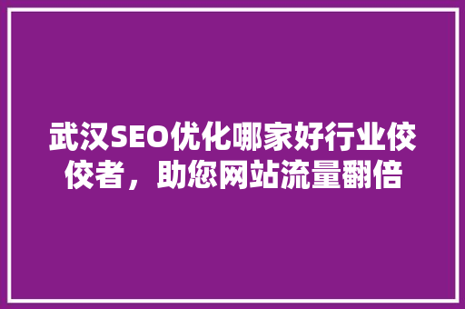 武汉SEO优化哪家好行业佼佼者，助您网站流量翻倍