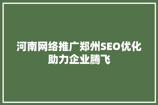 河南网络推广郑州SEO优化助力企业腾飞