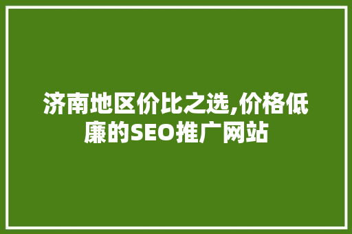 济南地区价比之选,价格低廉的SEO推广网站