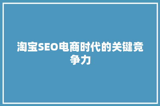 淘宝SEO电商时代的关键竞争力