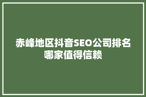 赤峰地区抖音SEO公司排名哪家值得信赖