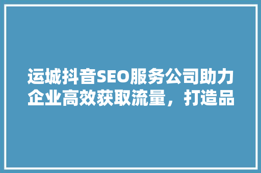 运城抖音SEO服务公司助力企业高效获取流量，打造品牌影响力