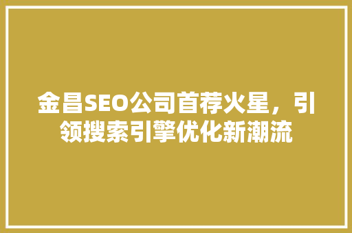 金昌SEO公司首荐火星，引领搜索引擎优化新潮流