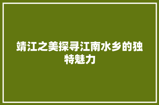 靖江之美探寻江南水乡的独特魅力
