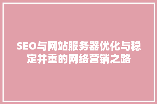 SEO与网站服务器优化与稳定并重的网络营销之路