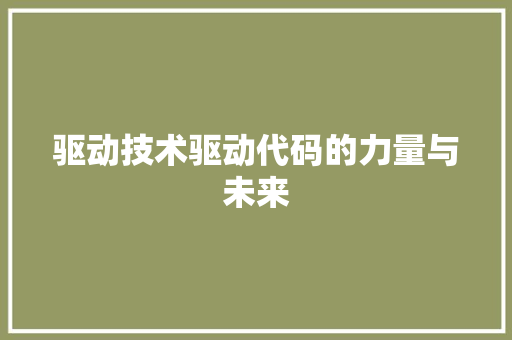 驱动技术驱动代码的力量与未来