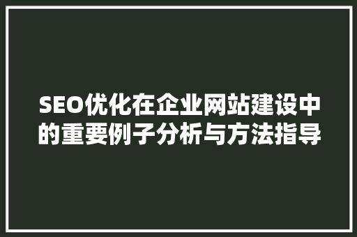 SEO优化在企业网站建设中的重要例子分析与方法指导