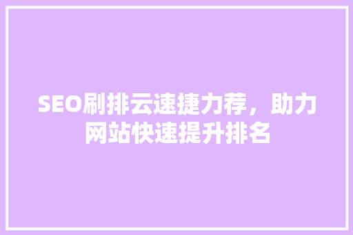 SEO刷排云速捷力荐，助力网站快速提升排名