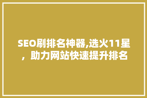 SEO刷排名神器,选火11星，助力网站快速提升排名