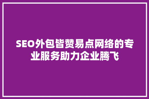 SEO外包皆赞易点网络的专业服务助力企业腾飞