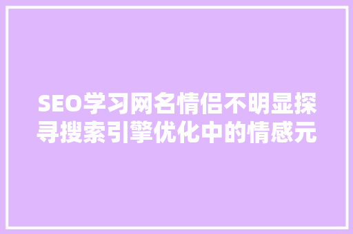 SEO学习网名情侣不明显探寻搜索引擎优化中的情感元素