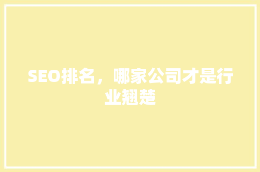 SEO排名，哪家公司才是行业翘楚  第1张