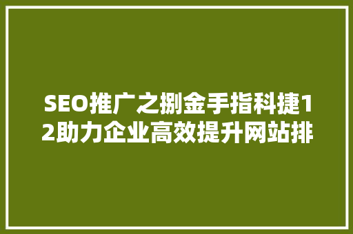 SEO推广之捌金手指科捷12助力企业高效提升网站排名
