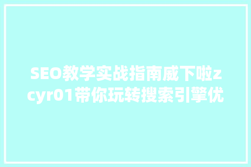 SEO教学实战指南威下啦zcyr01带你玩转搜索引擎优化