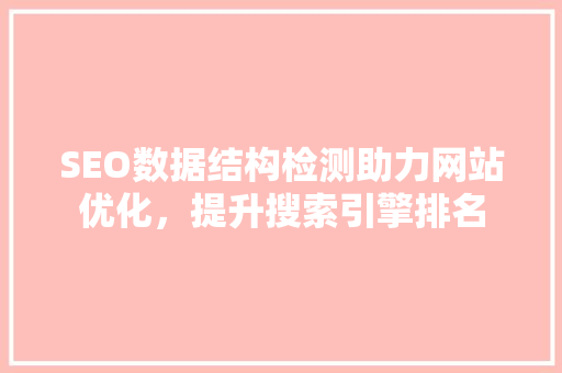 SEO数据结构检测助力网站优化，提升搜索引擎排名