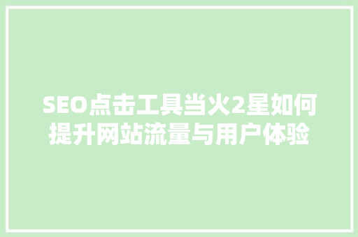 SEO点击工具当火2星如何提升网站流量与用户体验