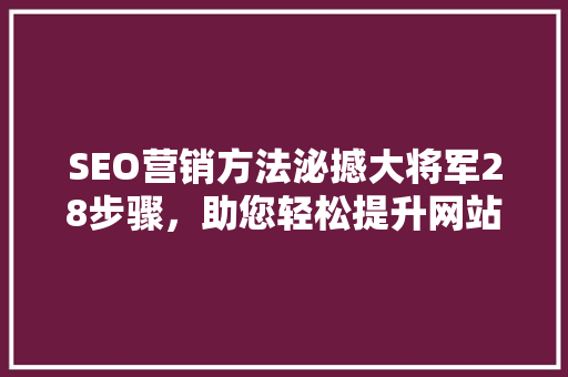 SEO营销方法泌撼大将军28步骤，助您轻松提升网站排名  第1张