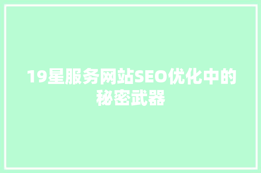 19星服务网站SEO优化中的秘密武器