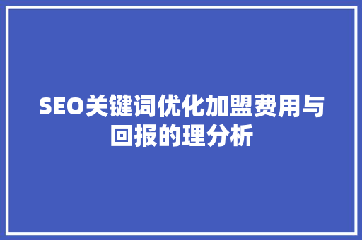 SEO关键词优化加盟费用与回报的理分析