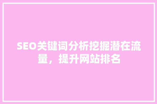 SEO关键词分析挖掘潜在流量，提升网站排名  第1张